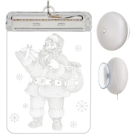 Jõuluvana 3D LED-valgusvitraaž – Kahepoolne Akutoitega Dekoratsioon