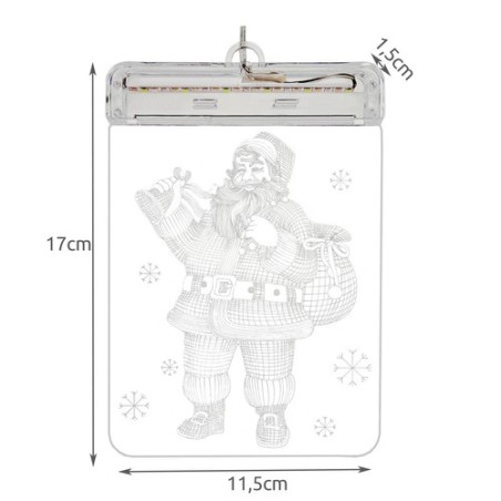 Jõuluvana 3D LED-valgusvitraaž – Kahepoolne Akutoitega Dekoratsioon