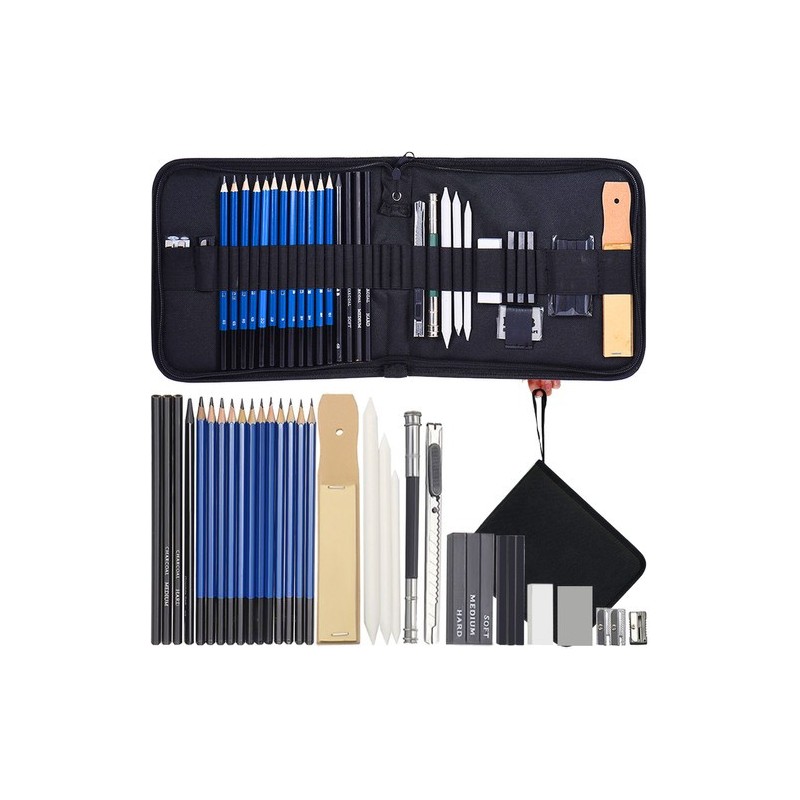 Professionaalne 32-osaline Joonistus- ja Visandikomplekt kunstnikele