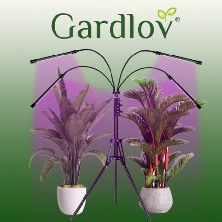 4-paneeliline LED taimekasvuvalgusti statiivil, ajastuse ja intensiivsuse reguleerimisega