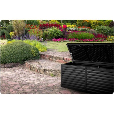 Aiakast PP plastikust, must, 390 L, 143,5 x 57 x 53,5 cm