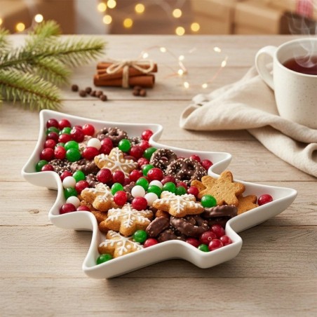 Valgest portselanist serveerimistaldrik Jõulupuu 35x26x3 cm