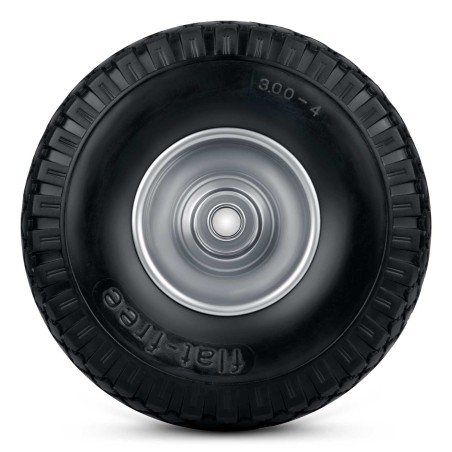 Käruratas tubeless PU-vahuga 3.00-4, must ja hõbedane, läbimõõt 26 cm