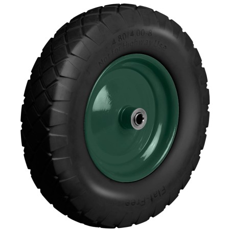 Käruratas torudeta PU-vahtmaterjalist, must ja roheline, Ø40 cm, 6 cm velje laiusega