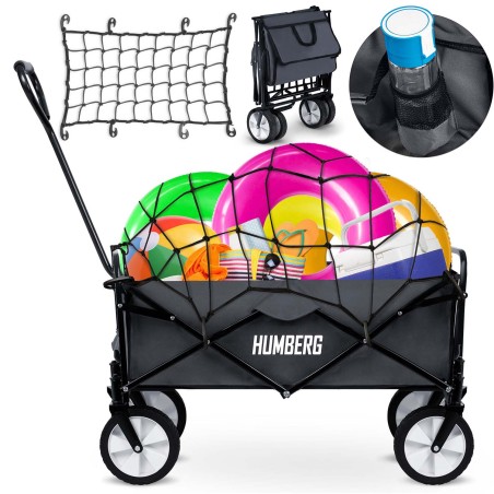 Transpordikäru, kokkupandav, võrguga, pulbervärvitud terasraamiga, 80 liitrit