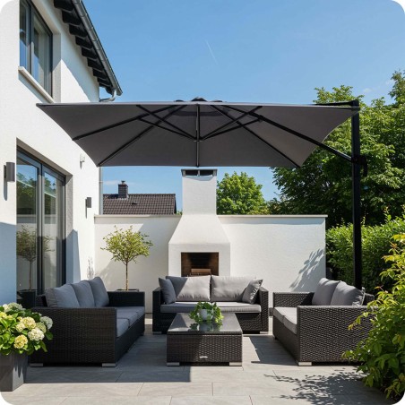 Päikesevari kokkupandav 8 segmendiga, grafiit, diagonaal 420 cm