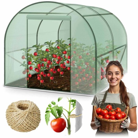 Aiatunnel kasvuhoone tsingitud terasraamiga, roheline, 2 x 2 m
