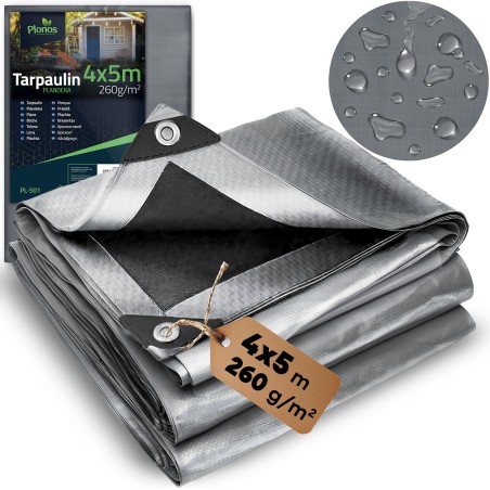 Koormakate HDPE, hõbe-must, 260 g/m², 4x5 m