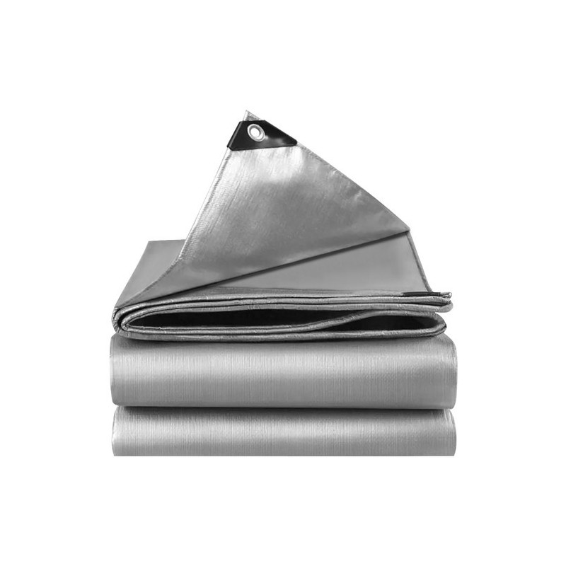 Present tugevdatud servade ja metallist aasadega, veekindel, hõbedane/hall, 3x4 m