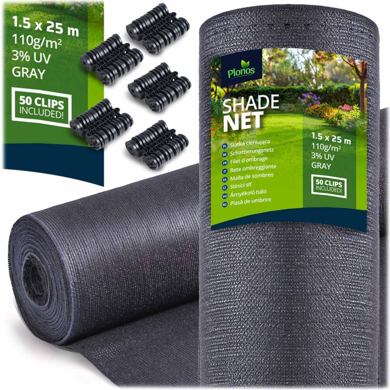 Varjuvõrk 80% varjutusega 110 g/m², hall, 1,5 x 20 m