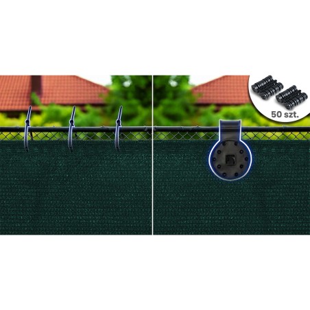 Varjuvõrk aeda koos klambritega, roheline, 1,5x25 m, 140 g/m²