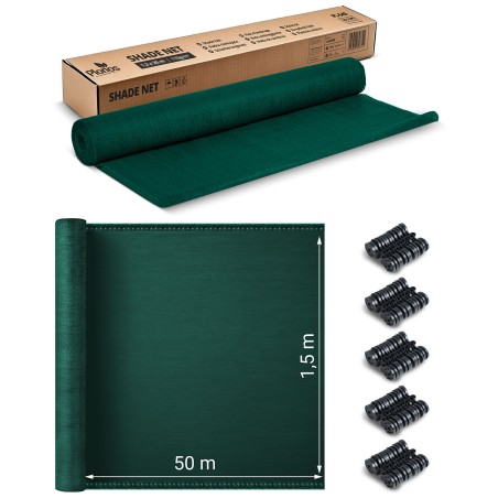Varjuvõrk 1,5x50m 140g/m2 + 50 klambrit roheline