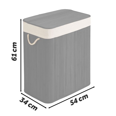 Pesukorv 2-kambriline kaanega bambusest, 100 liitrit, 61 x 54 x 34 cm