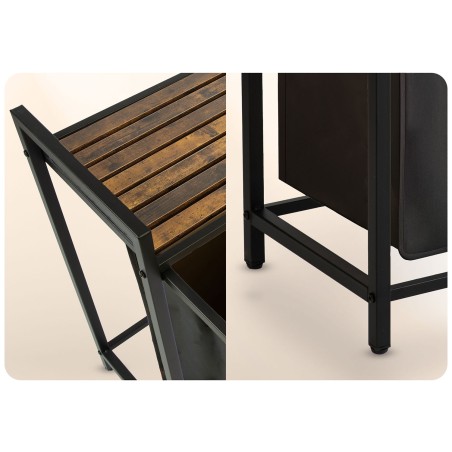 Pesukorv kahe kambriga riiuli ja raamiga, tööstuslikus stiilis, terasest ja puidust, 80 L, 74x72x33 cm