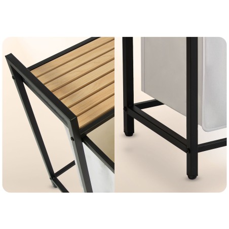 Pesukorv kahe kambriga raamil, 80 liitrit, puidust ja kangast, 74 x 72 x 33 cm