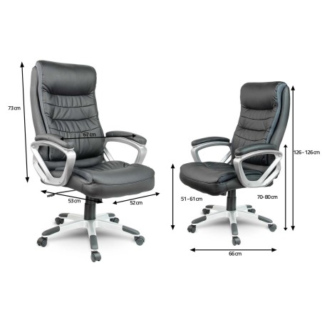 Kontoritool ergonoomiline TILT mehhanismiga, ökoloogilisest nahast, must