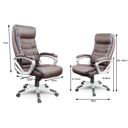 Kontoritool ergonoomiline pööratav kõrge seljatoega, ökoloogilisest nahast, pruun