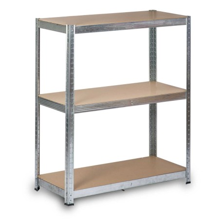 Laoriiul metallist 6 riiuliga MDF-plaatidega, hõbedane, 222 x 90 x 40 cm