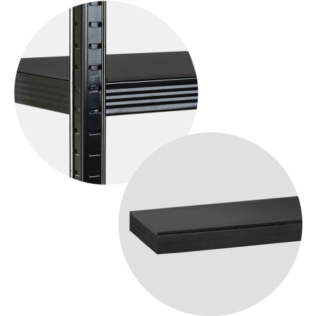 Laoriiul metallist, must, 180 x 90 x 40 cm