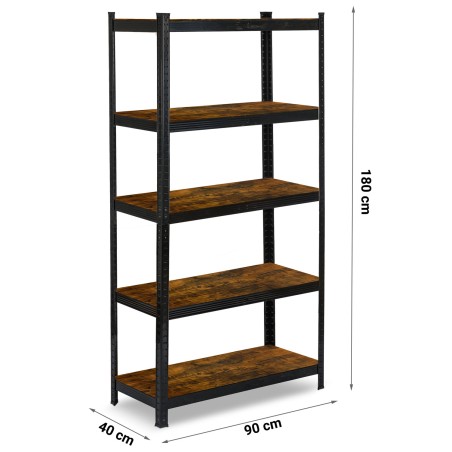 Laoriiul metallist, must, 180 x 90 x 40 cm