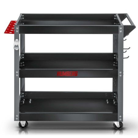 Tööriistakäru töökotta, kolme platvormi, roostevabast terasest ja alumiiniumist, 80x35x73 cm