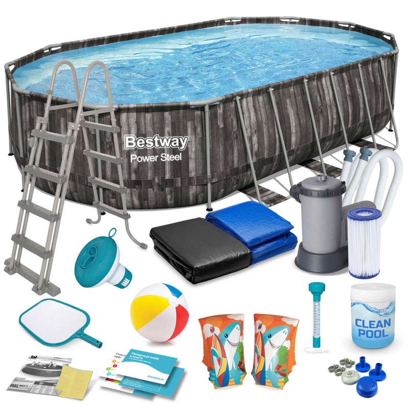 Aiabassein raamiga, Bestway 5611R, 18-in-1 komplekt, 610 x 366 x 122 cm