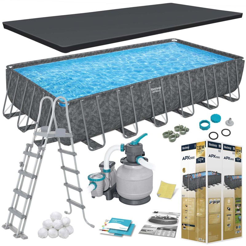 Bassein Power Steel karkassiga, 732 x 366 x 132 cm, Bestway 561KG