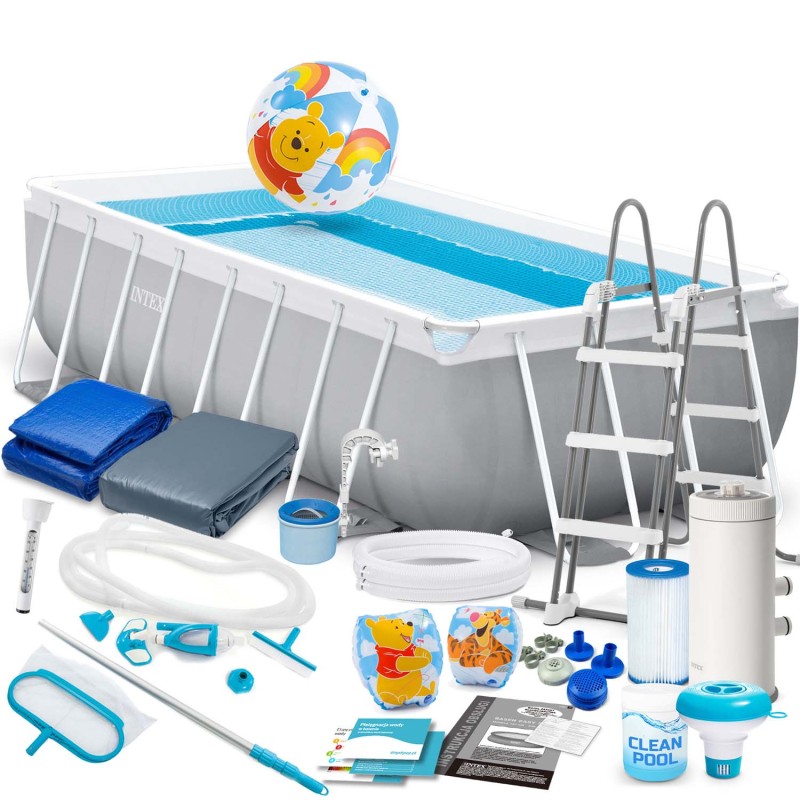 Bassein raamiga ristkülikukujuline 21-in-1 komplektiga, 488x244x107 cm, INTEX 26792