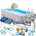 Bassein raamiga ristkülikukujuline 21-in-1 komplektiga, 488x244x107 cm, INTEX 26792