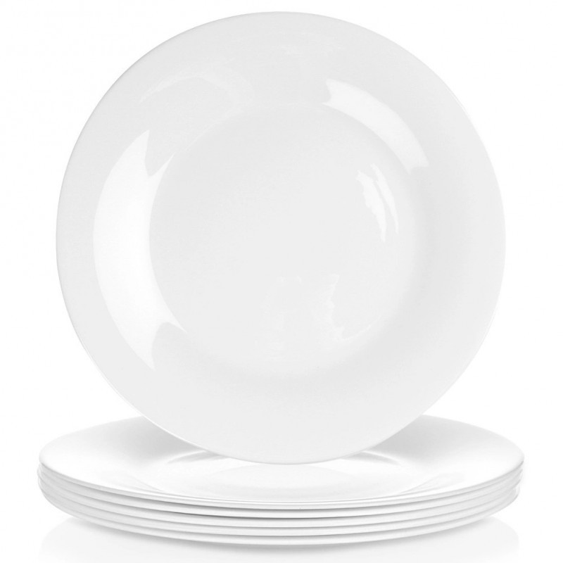 Madalad taldrikud, klaas, valge, 25,5 cm, 6 tk. | FreshDesign.ee