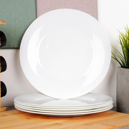 Madalad taldrikud, klaas, valge, 25,5 cm, 6 tk.