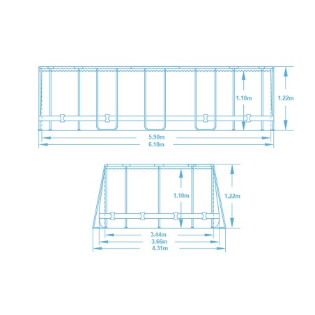 Aiabassein Power Steel karkassiga, 610 x 366 x 122 cm, Bestway 5611R
