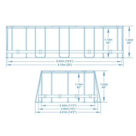 Raamiga aiabassein 610 x 366 x 122 cm 13 in 1 Bestway 56719N