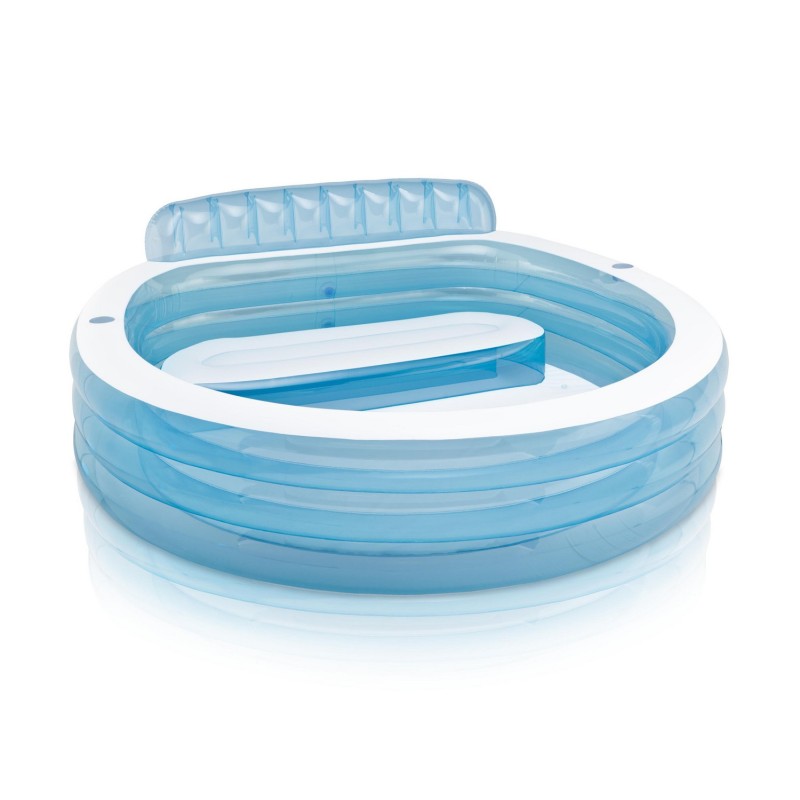 Täispuhutav bassein koos pingiga, valge-sinine, 229 x 218 x 79 cm, INTEX 57190