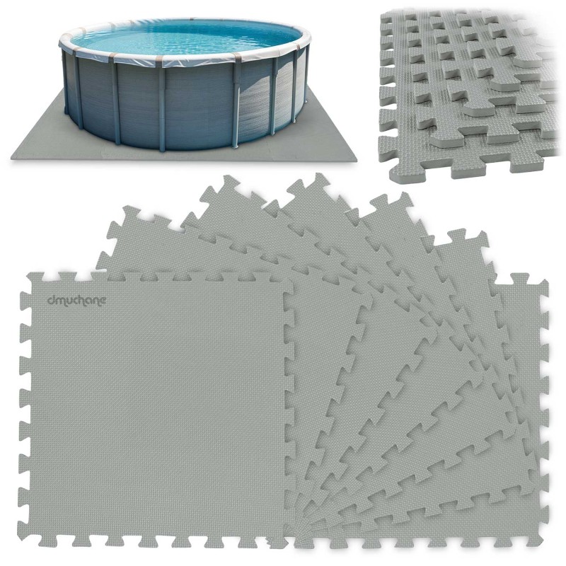Basseinimatt vahtplastist pusle, hall, 8 detaili (50x50 cm)