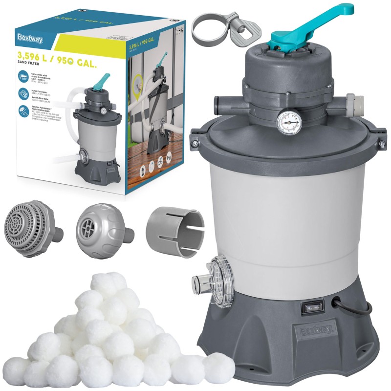 Liivapump basseinidele, 3596 liitrit/h, koos filtripallidega Bestway 58515