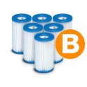 Filtrikassett INTEX B-tüüpi pumpadele, 6 tk, 29005, kõrgus 25,5 cm, läbimõõt 14,5 cm