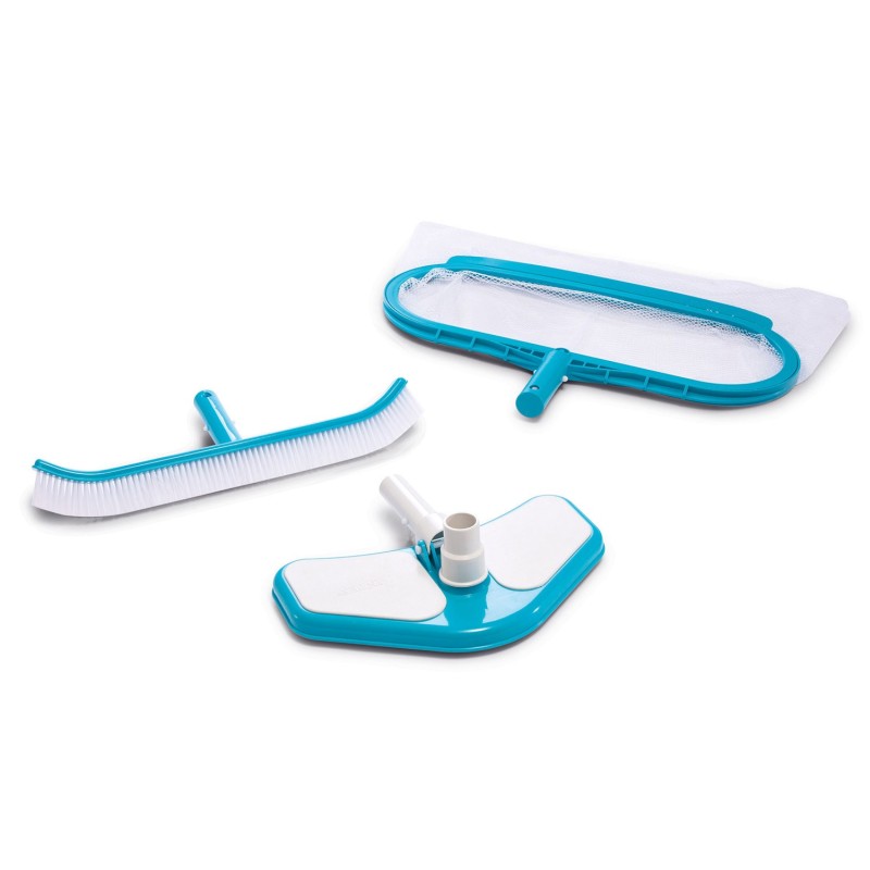 Basseini puhastuskomplekt võrgu, harja ja tolmuimejaga INTEX 29057, valge-sinine