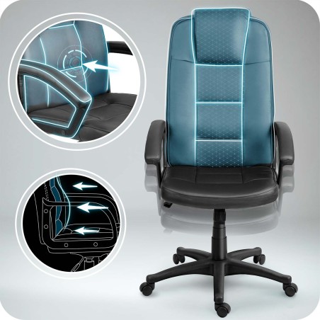 Kontoritool pööratav elegantse tikandiga, must