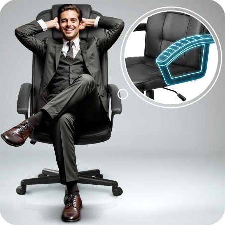 Kontoritool pööratav elegantse tikandiga, must