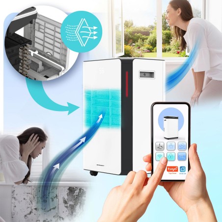 Õhukuivati kompressoriga, WiFi-ga, 20 L/24h, valge