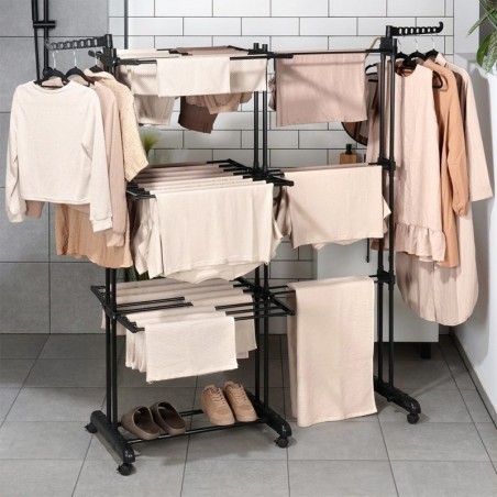 Pesukuivati ​​metallist must vertikaalne pikendatav XXL 78-130x64x172 cm