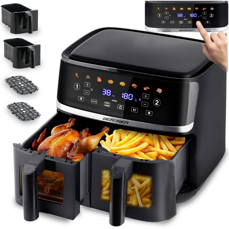Õhkfritüür kahekambriline rasvavaba 1700W, must, 10,2 liitrit