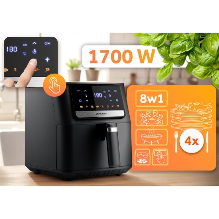 Õhufritüür rasvavaba puutetundliku ekraaniga, 1700 W, must, 6,5 liitrit
