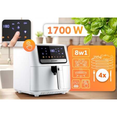 Õhufritüür puuteekraaniga, rasvavaba, 1700 W, valge, 6,5 liitrit