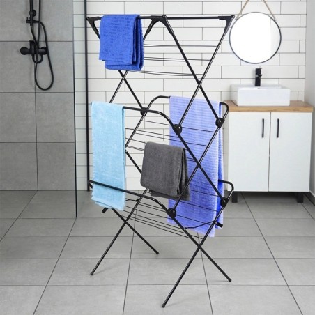 Metallist pesukuivati, must, vertikaalne, 61x58x136 cm