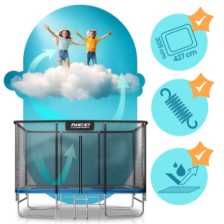 Batuut aeda ristkülikukujuline, välise turvavõrguga, redeliga, 427x305 cm