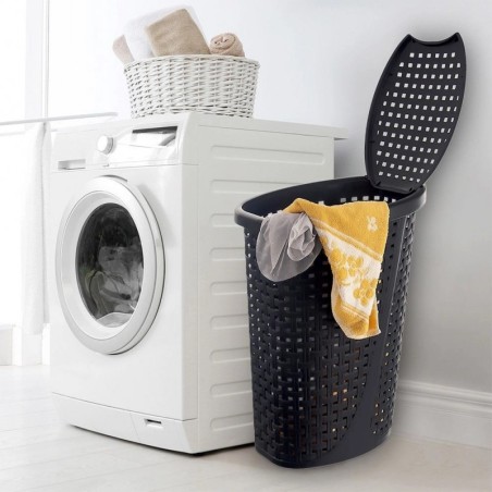 Pesukorv, plastik, must 45 liitrit