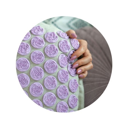 Akupressuurimatt naeltega, kookoskiust, hall ja lavendel, 70x44 cm