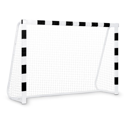 Jalgpallivärav terasraamiga, mustvalge, 300 x 200 x 120 cm